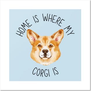 Home is Where My Corgi Is Dog Breed Lover Watercolor Posters and Art